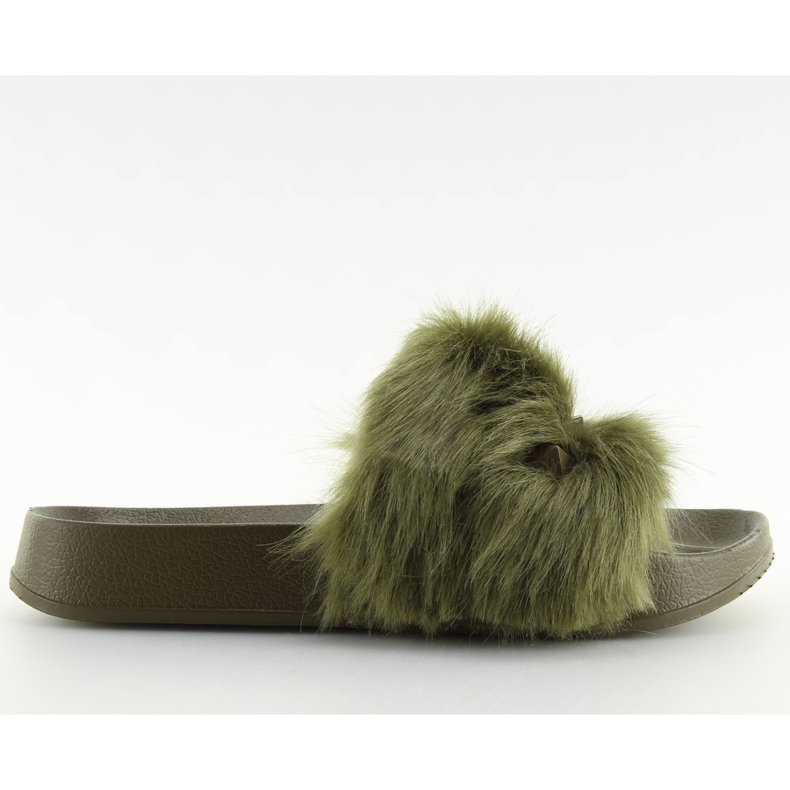 Green S37 babuchas verdes con pelo