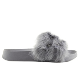 Pantuflas grises con pelo S37 gris