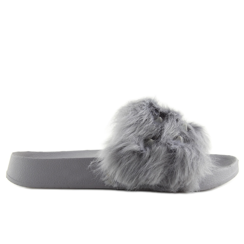 Pantuflas grises con pelo S37 gris