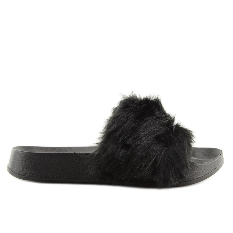Black S37 zapatillas negras con pelo negro