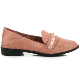 Sixth Sense Zapatos de ante con perlas rosa