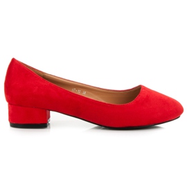 Salones de ante con tacones bajos rojo