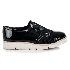 Vinceza Zapatos lacados con malla negro