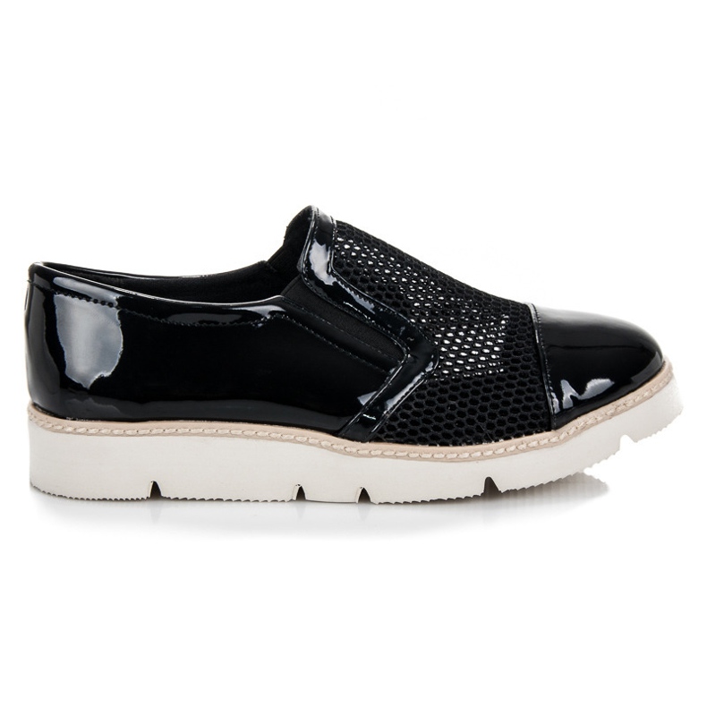 Vinceza Zapatos lacados con malla negro