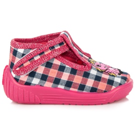 Reweks Zapatillas de casa a cuadros rosado