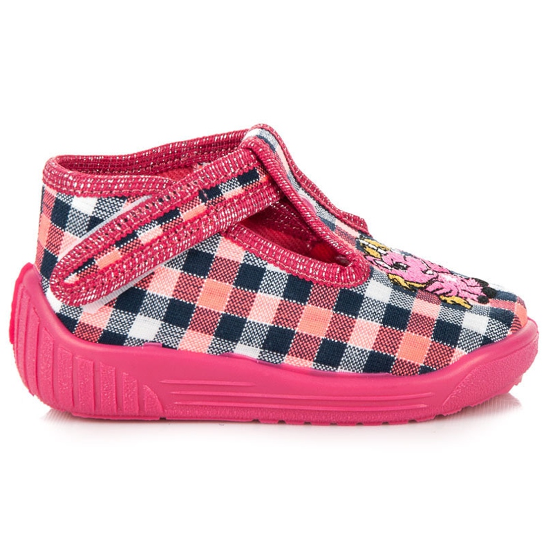 Reweks Zapatillas de casa a cuadros rosado