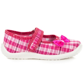 Reweks Bailarina de casa con velcro rosado