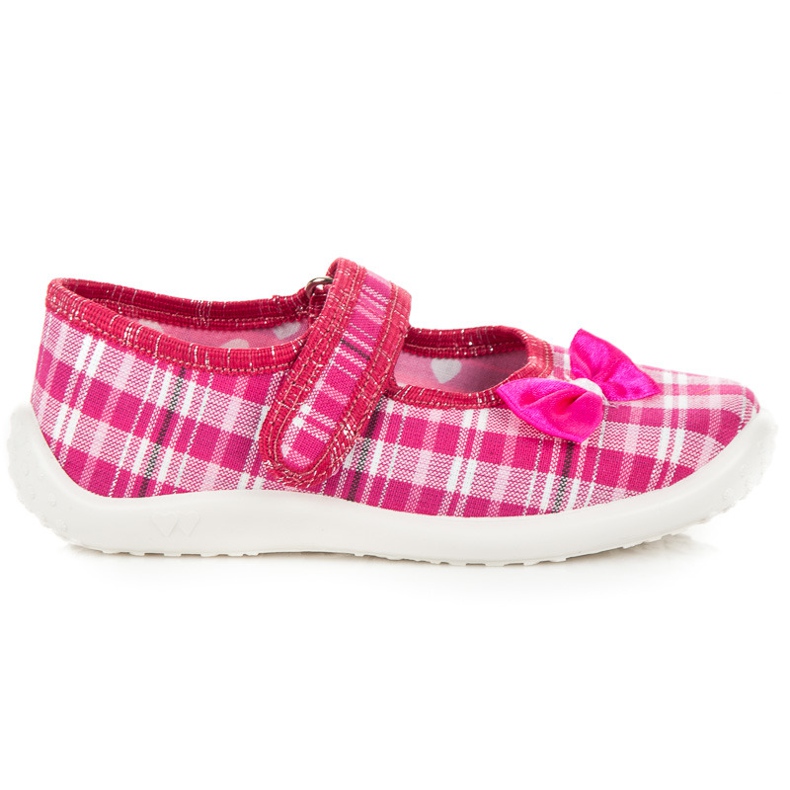 Reweks Bailarina de casa con velcro rosado