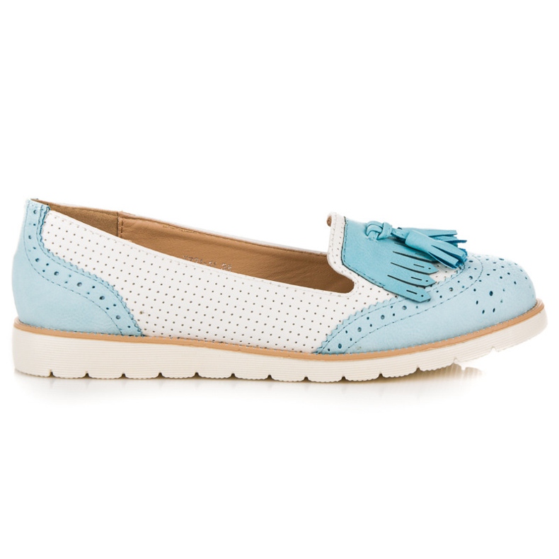 Vices Bailarinas caladas con flecos blanco azul