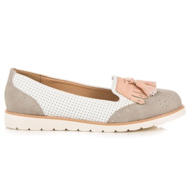 Vices Bailarinas caladas con flecos blanco gris rosado Vices Bailarinas caladas con flecos blanco gris rosado