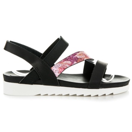 Vinceza Sandalias negras con un borrador negro