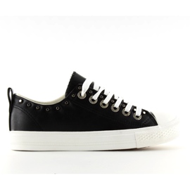 Negro SM-2738 Deportivas negras de mujer con tachuelas