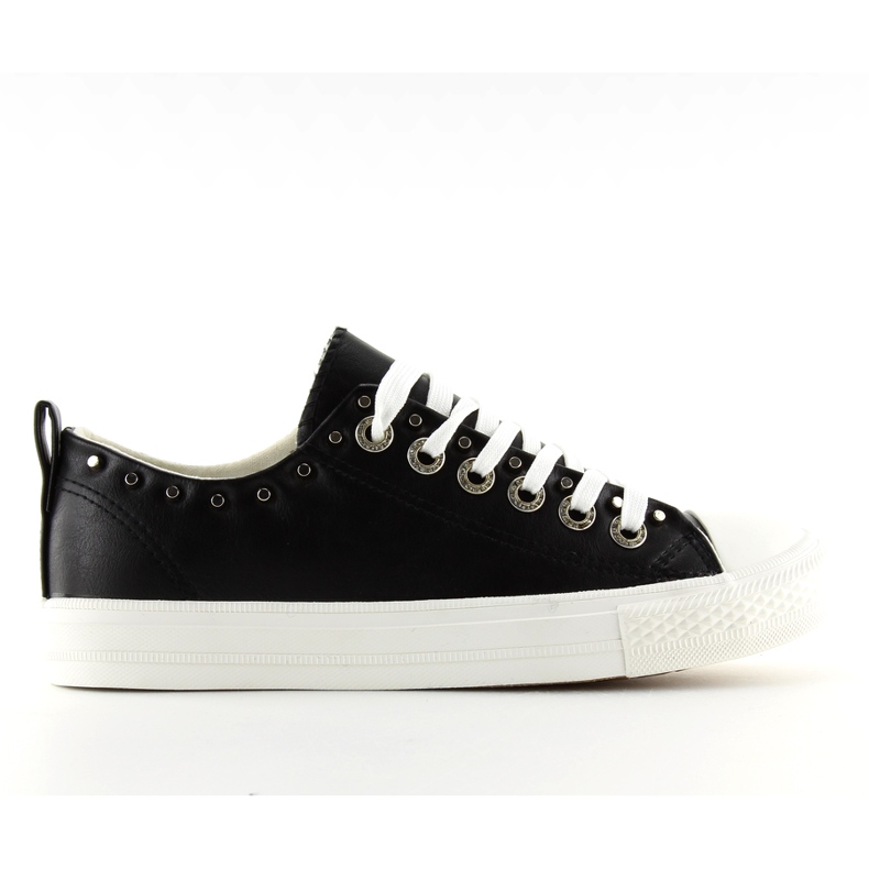Negro SM-2738 Deportivas negras de mujer con tachuelas