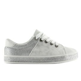 Sneakers de mujer blancas brillantes BL125 White blanco gris