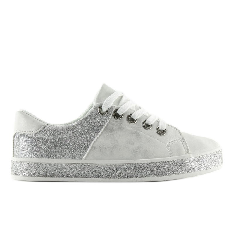 Sneakers de mujer blancas brillantes BL125 White blanco gris
