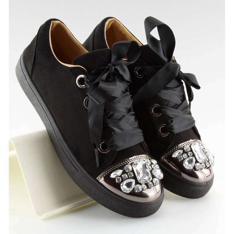 Deportivas Negras Con Piedras 6192 Black negro Deportivas Negras Con Piedras 6192 Black negro