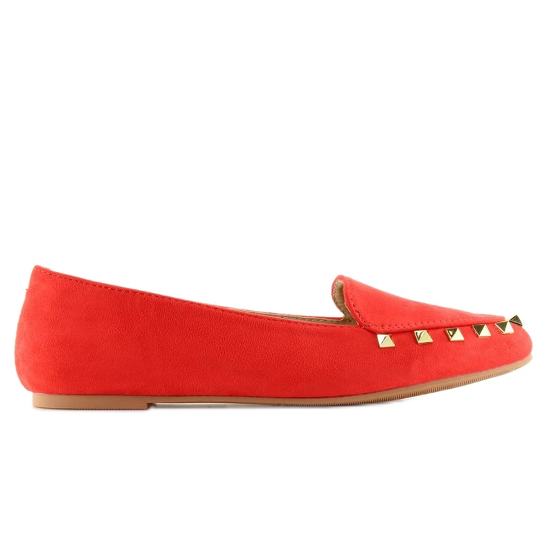 Mocasines mujer con tachuelas rojo 1388 Rojo