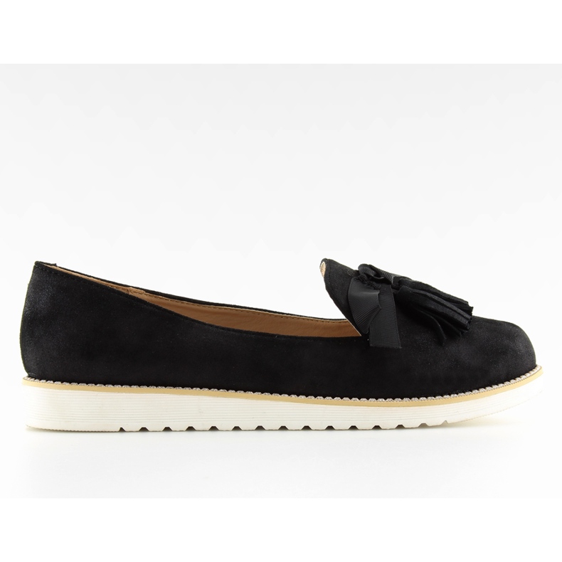Negro Mocasines mujer con flecos 7214 Black