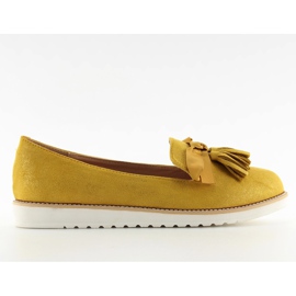 Mocasines mujer con flecos amarillo 7214 Amarillo