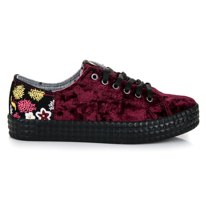 Kylie Zapatillas burdeos de terciopelo multicolor rojo Kylie Zapatillas burdeos de terciopelo multicolor rojo