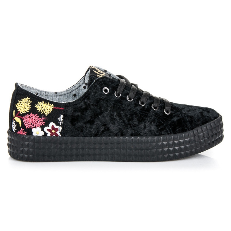 Kylie Zapatillas negras de terciopelo negro