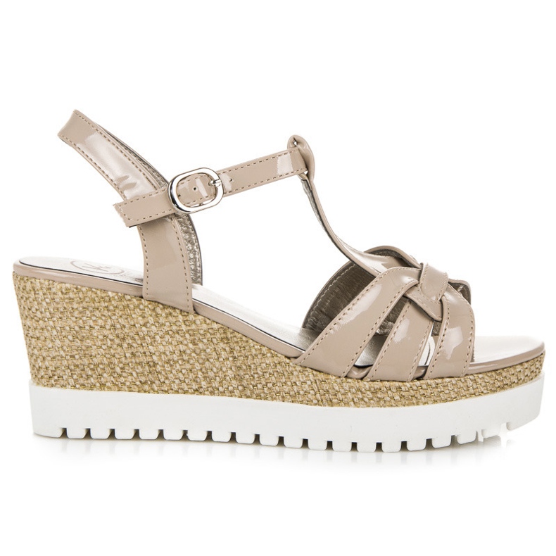 Kylie Sandalias cuña lacada marrón