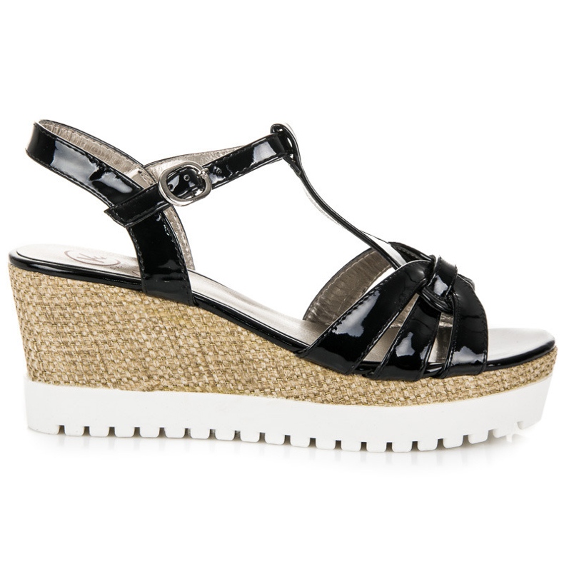 Kylie Sandalias cuña lacada negro