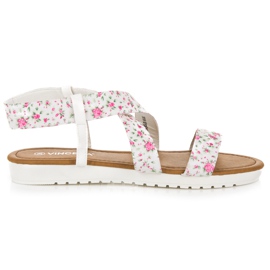 Vinceza Sandalias con flores blanco