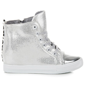 Deportivas plateadas con cuña gris