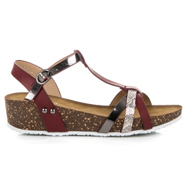 Vinceza Sandalias cuña burdeos rojo