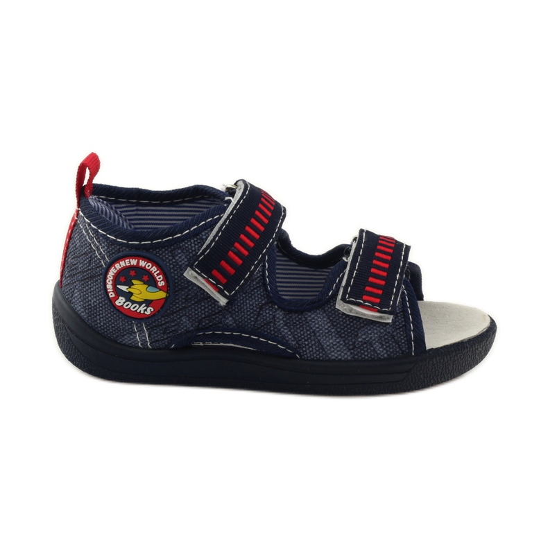 American Club Sandalias con plantilla americana de piel azul marino rojo