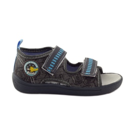 American Club Sandalias con plantilla americana de piel gris azul