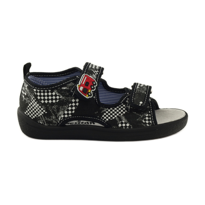 American Club Sandalias con plantilla americana de piel blanco negro
