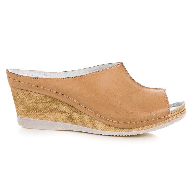 Vinceza Pantuflas de cuero marrón