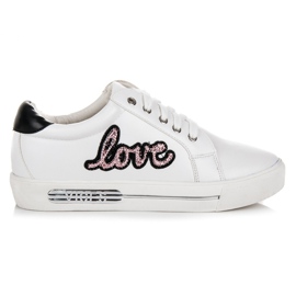 Vices Zapatillas Love con cordones blanco rosado