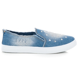 Bella Paris Slipons con pedrería azul