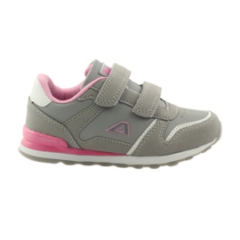 American Club Velcro deportivo incrustación de cuero americano rosa gris blanco