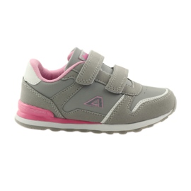 American Club Velcro deportivo incrustación de cuero americano rosado gris blanco