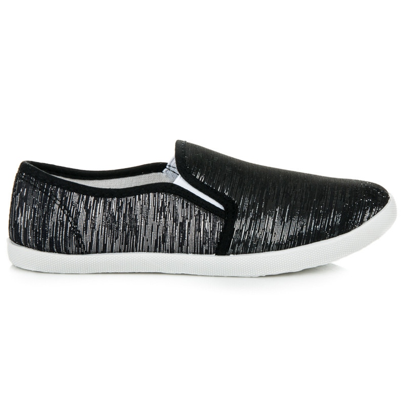 Zapatillas slip on con hilo plateado negro