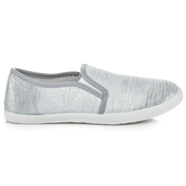 Zapatillas slip on con hilo plateado gris