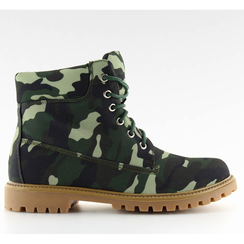 Botas militares de madera para mujer C7079 verde