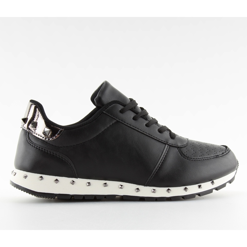 Negro BK-85 Deportivas negras con tachuelas gris