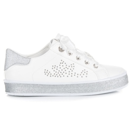 Zapatillas deportivas con purpurina y cinta blanco