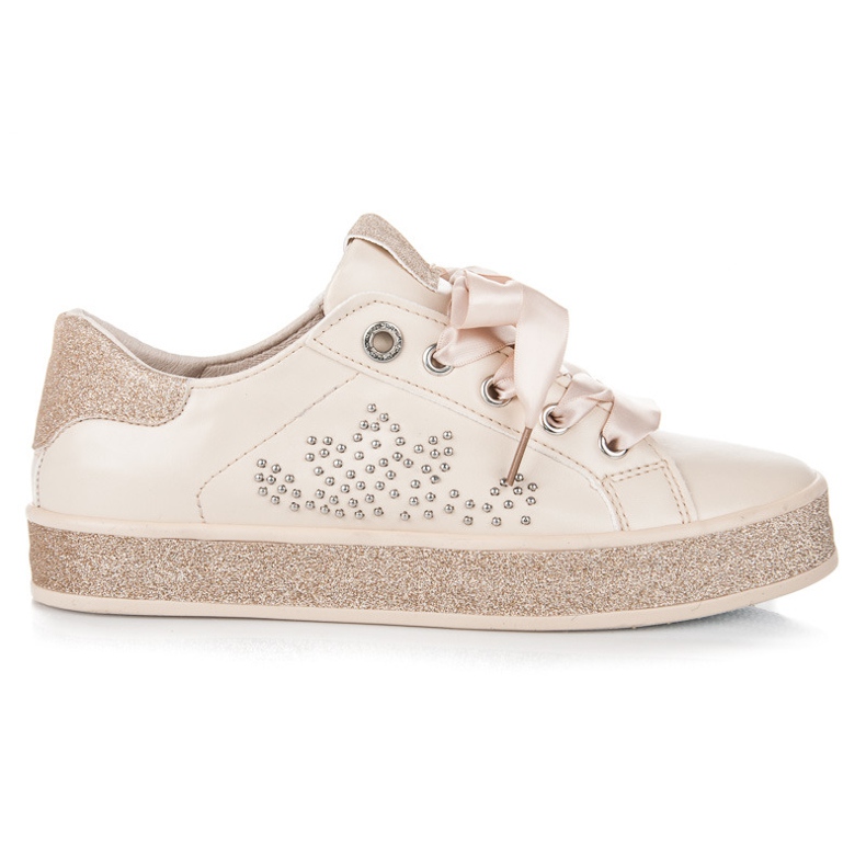 Zapatillas deportivas con purpurina y cinta marrón