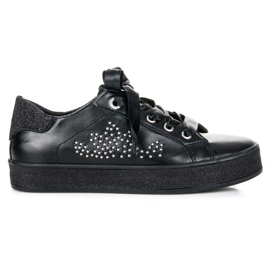 Zapatillas deportivas con purpurina y cinta negro