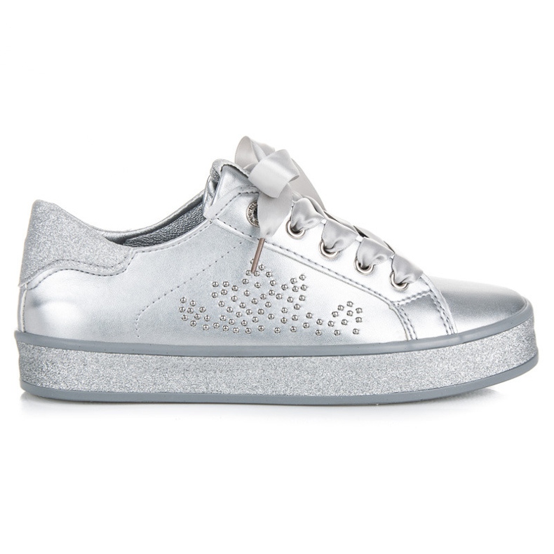 Zapatillas deportivas con purpurina y cinta gris
