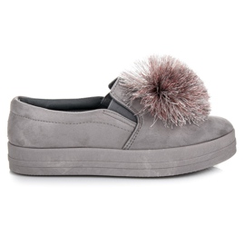 Vices Slipons de ante con borla gris