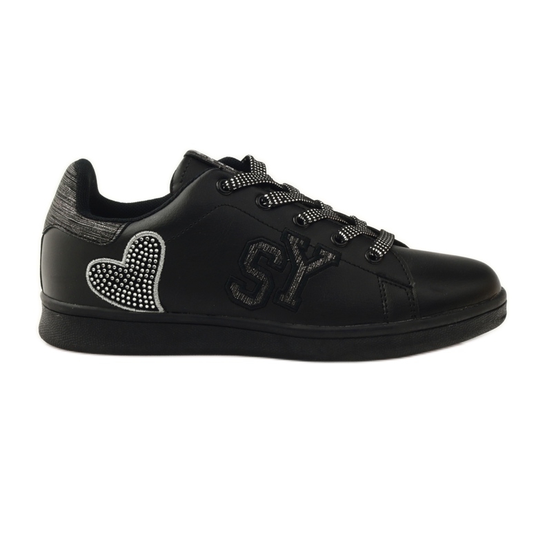 American Club Deportivas corazón americano con plantilla de piel gris negro