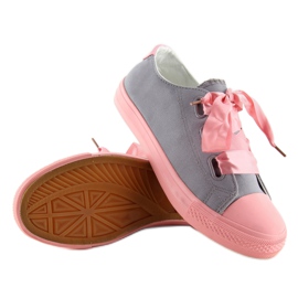 Deportivas Con Cintas Gris-Rosa Dc11 rosado