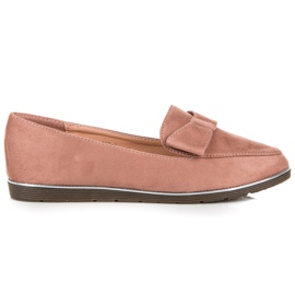 Mocasines de ante con lazo rosa